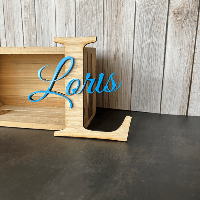 Lettre initiale bois personnalisée prénom décoration murale chambre bébé Kallima Design