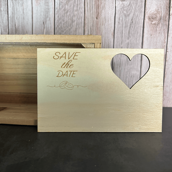 Save the date mariage bois personnalisé gravure laser magnet Kallima Design