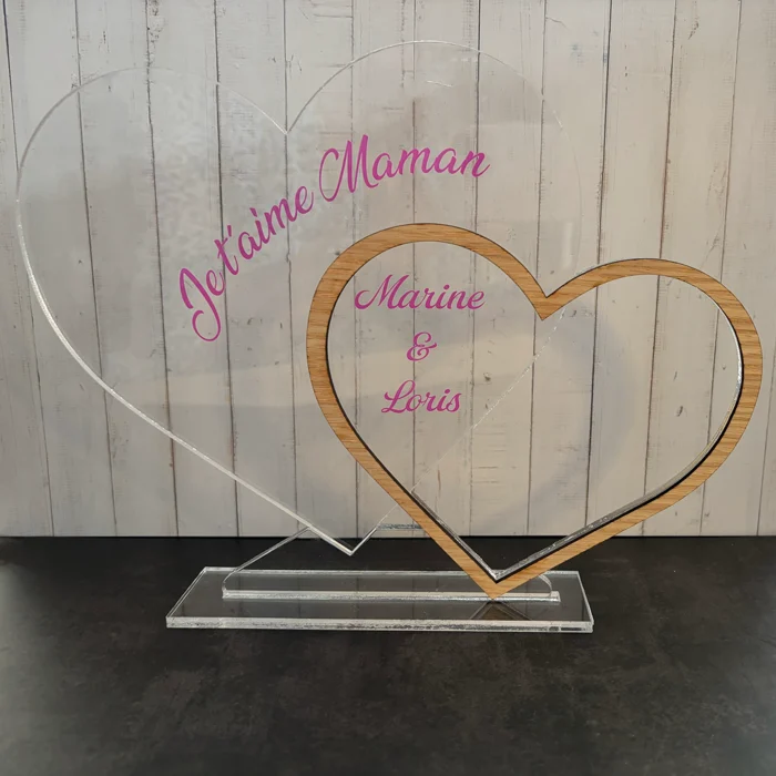 Cœur Personnalisé en Plexiglas et Bois